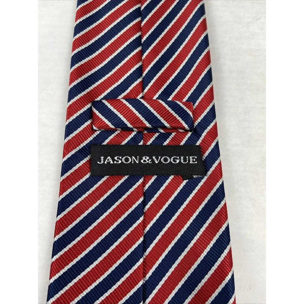 Jason & Vogue Red/White/Blue Striped Men's Tie